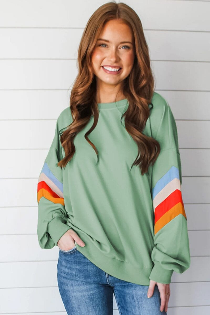 Moonlight Jade Rainbow Striped Sweatshirt - Image 3