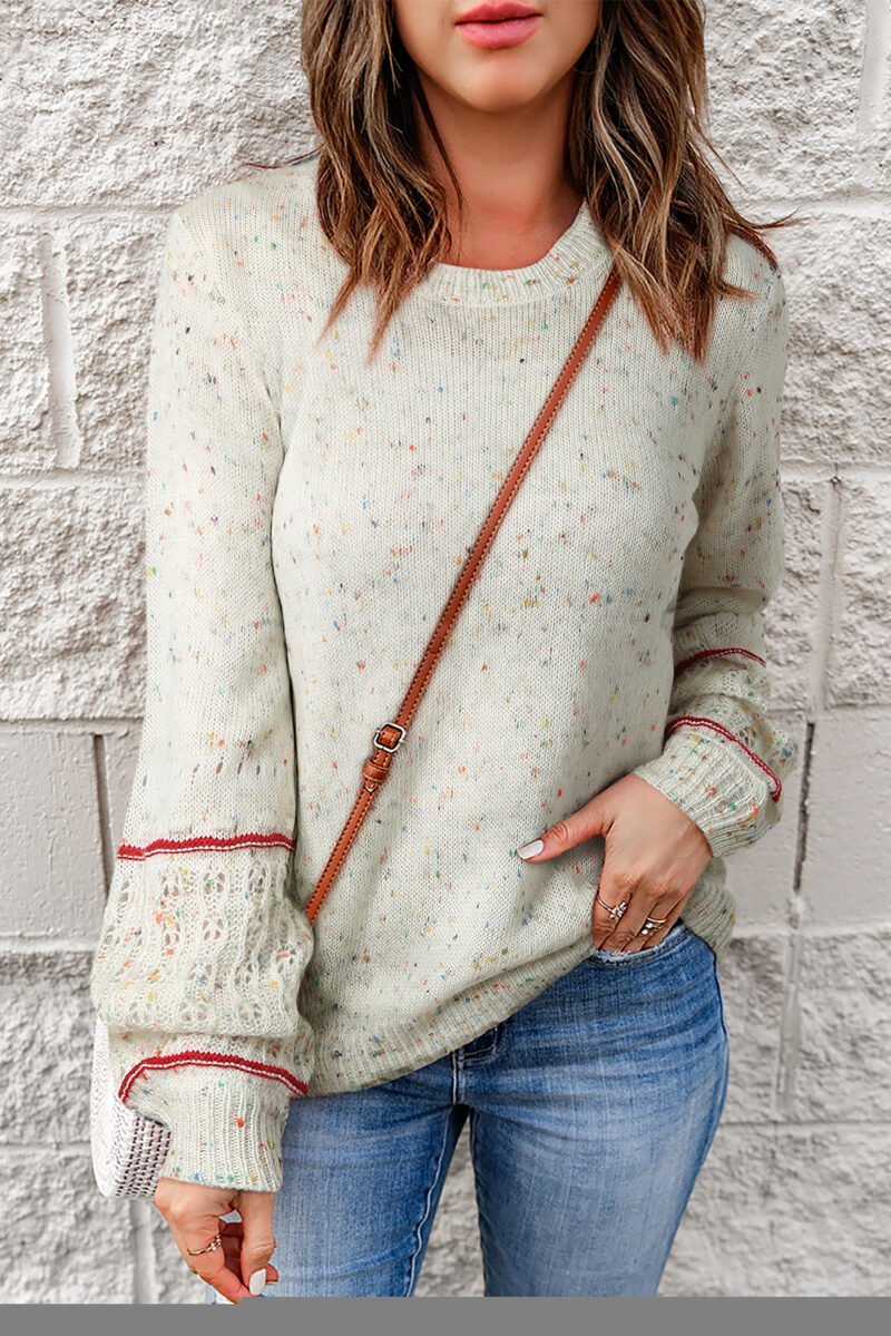 Pilling Patterned Sleeve Sweater