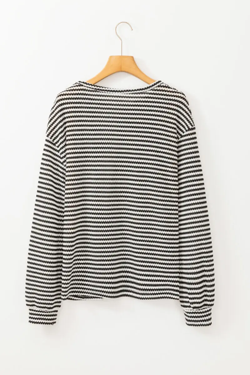 Black Stripe Drop Shoulder Top - Image 8