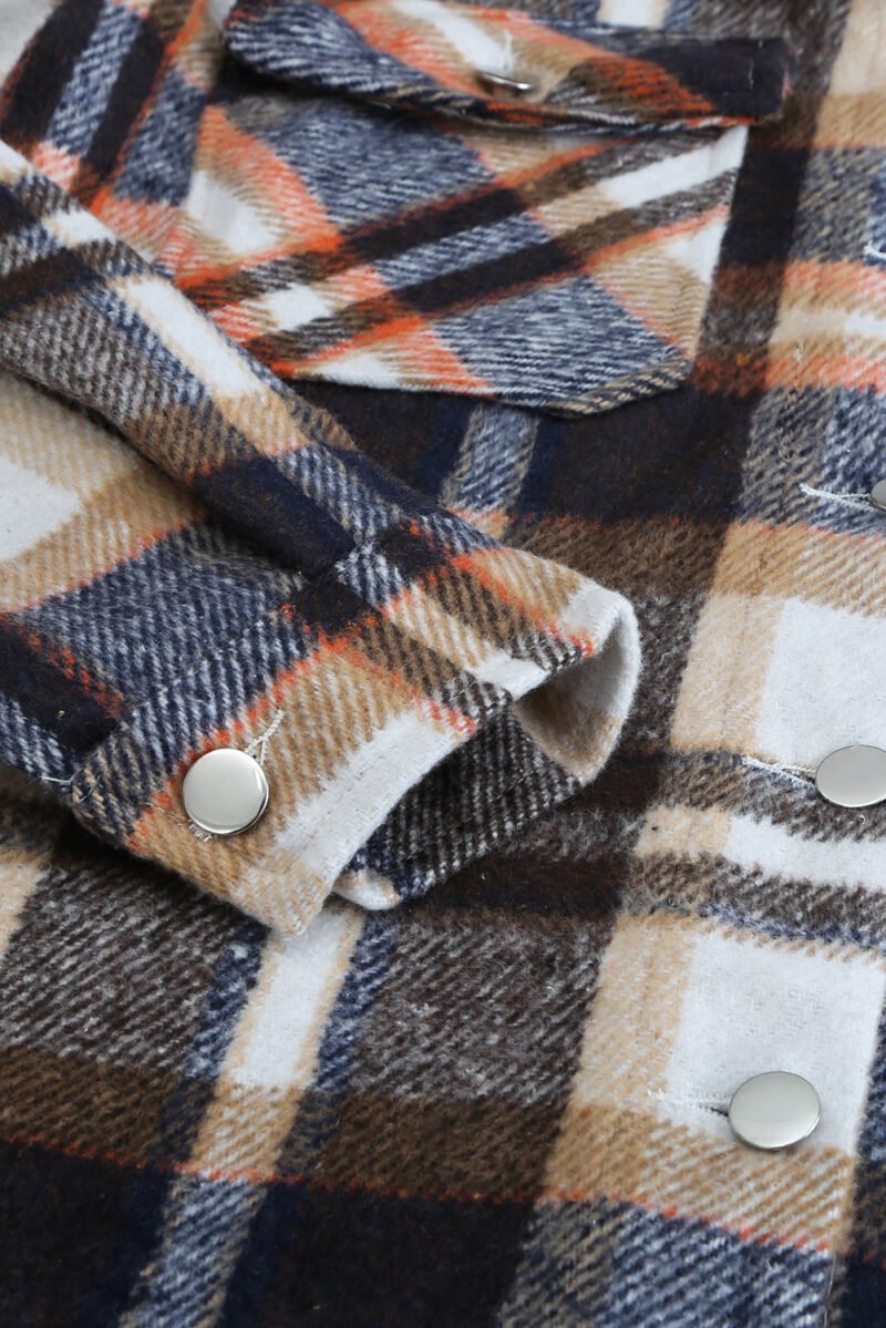 Plaid Print Pocketed Shacket - Image 3