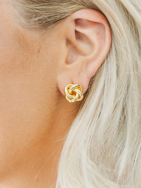 Gold Knotted Plated Stud Earrings