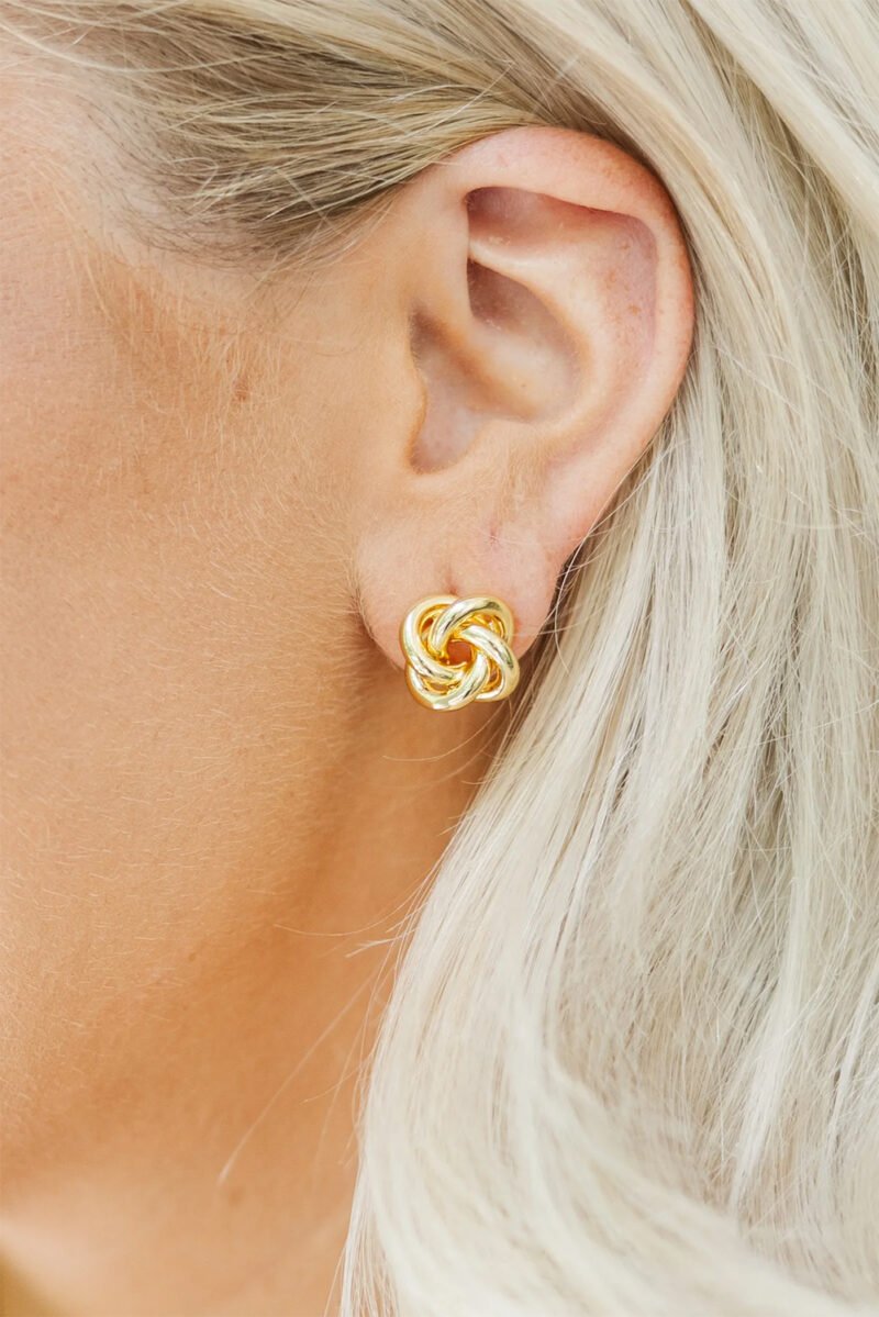 Gold Knotted Plated Stud Earrings