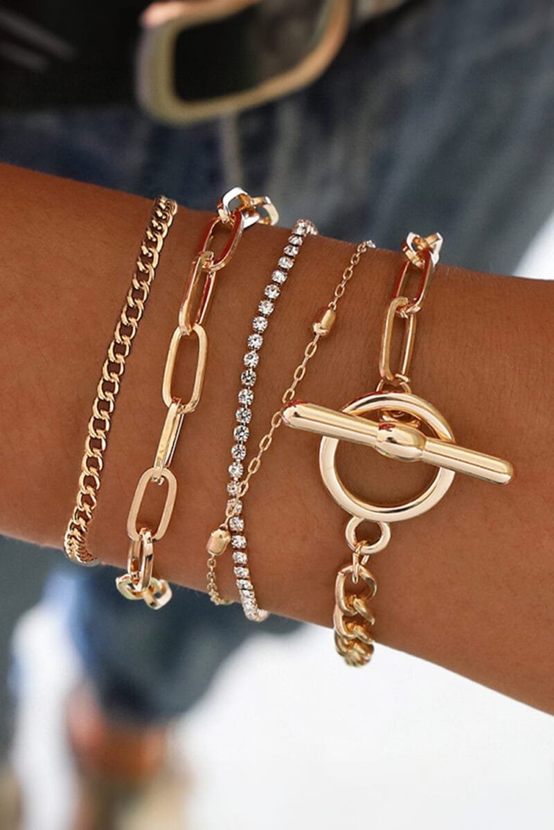 Multi Layered Rhinestone Bracelet Set - Image 3