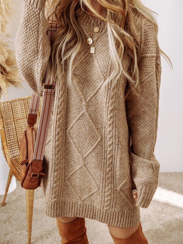 Cable Knit Drop Shoulder Sweater Dress