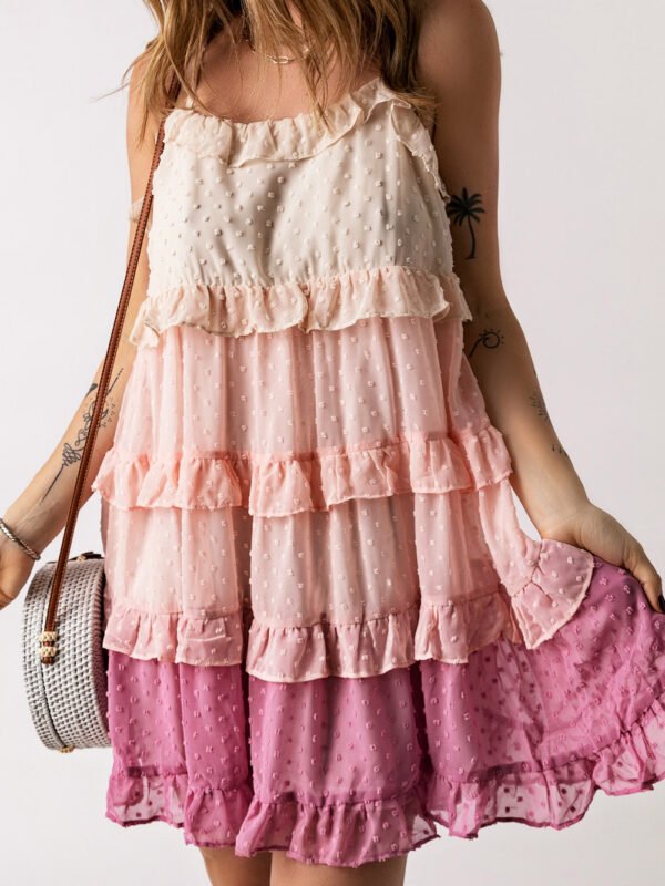 Pink Ombre Tiered Mini Dress