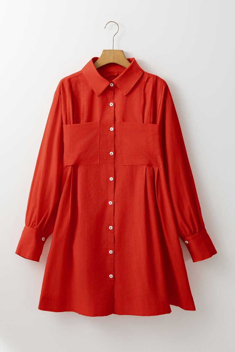 Tomato Red Bishop Shirt Dress - Image 6