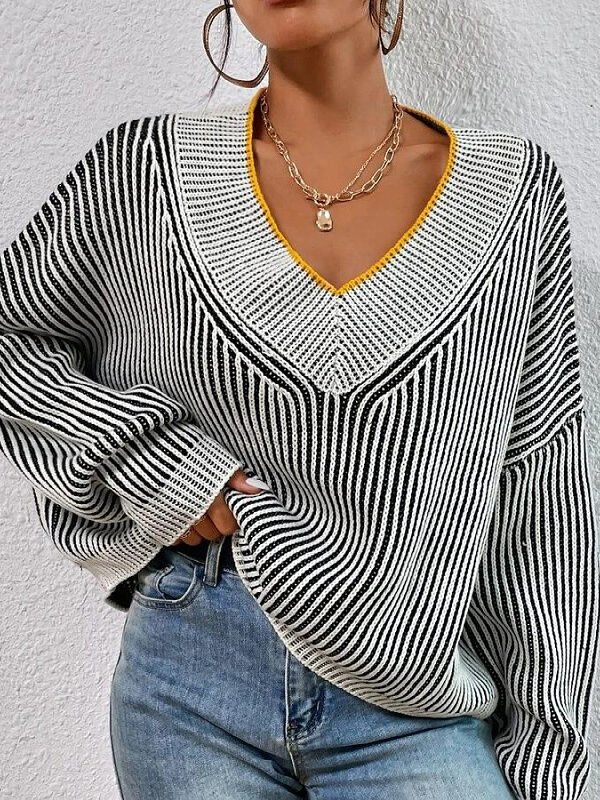 Batwing Sleeve Striped Sweater