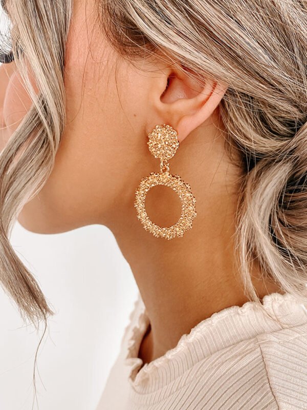 Glittering Circle Dangle Earrings