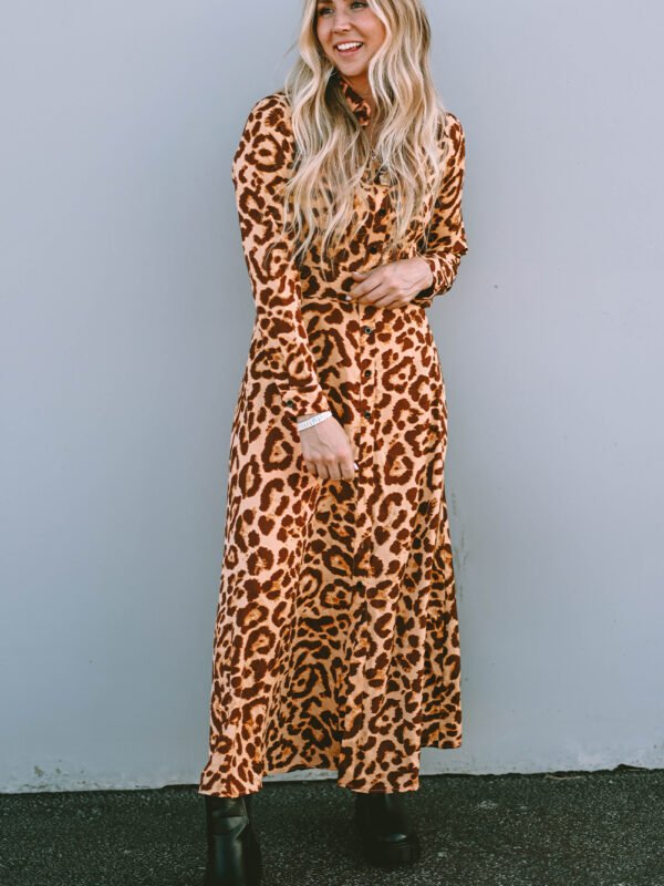 Leopard Long Sleeve Maxi Dress