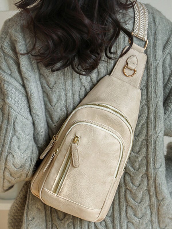 Beige Vegan Leather Crossbody Bag