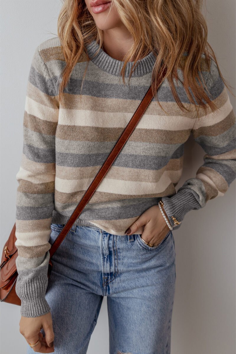 Color Block Ribbed Edge Sweater