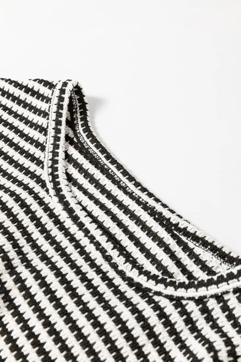 Black Stripe Drop Shoulder Top - Image 10