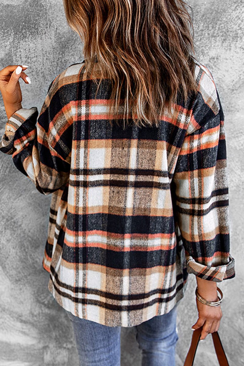 Plaid Print Pocketed Shacket - Image 8