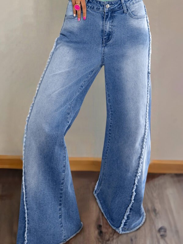 Raw Hem Flared Jeans