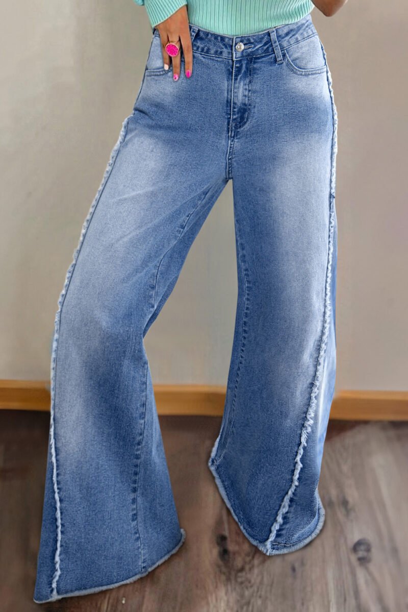 Raw Hem Flared Jeans