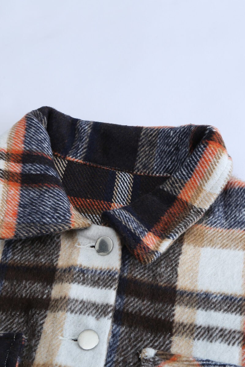 Plaid Print Pocketed Shacket - Image 2