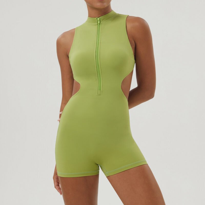 Half Zipper Bare Back Jumpsuit