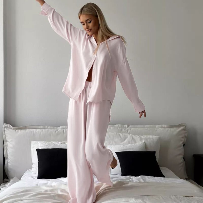 Button Up Pajamas Two Piece Set - Image 3