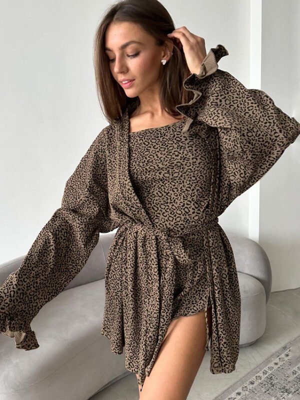 Leopard Print Three Piece Lounge Set