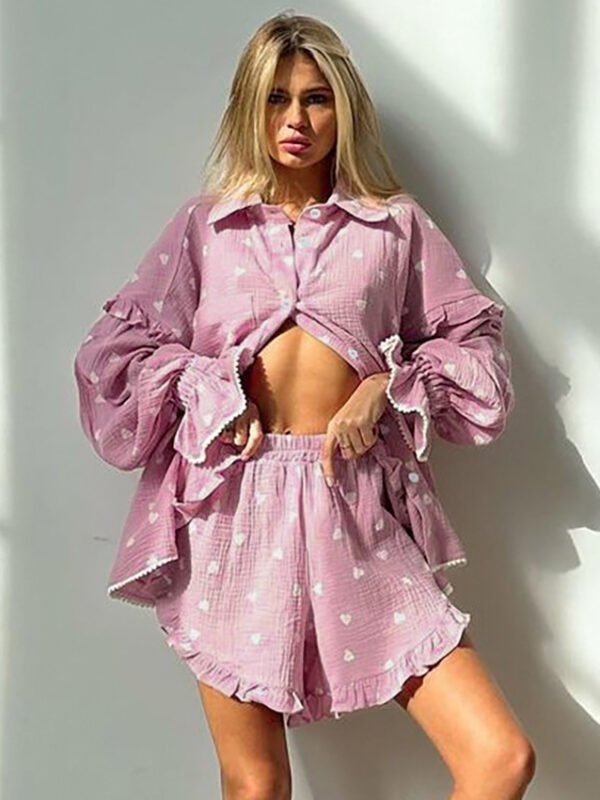 Ruffled Heart Pajama Set