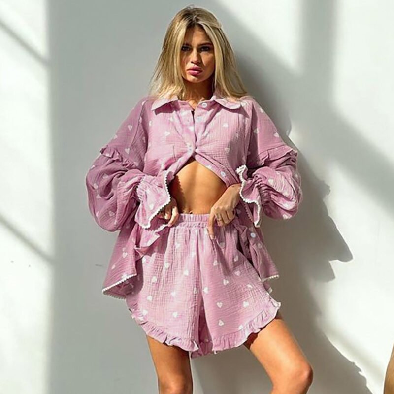 Ruffled Heart Pajama Set