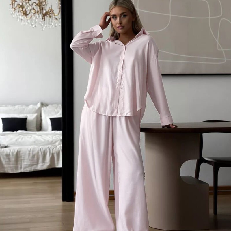 Button Up Pajamas Two Piece Set - Image 4