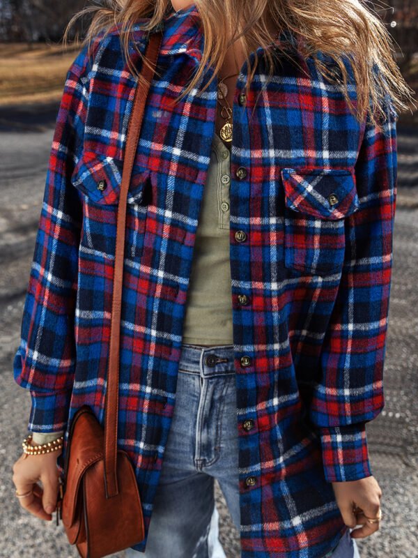 Blue Plaid Flap Pocket Shacket