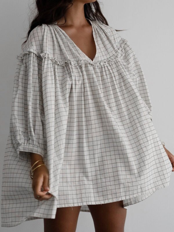 Checkered Frilled Babydoll Dress