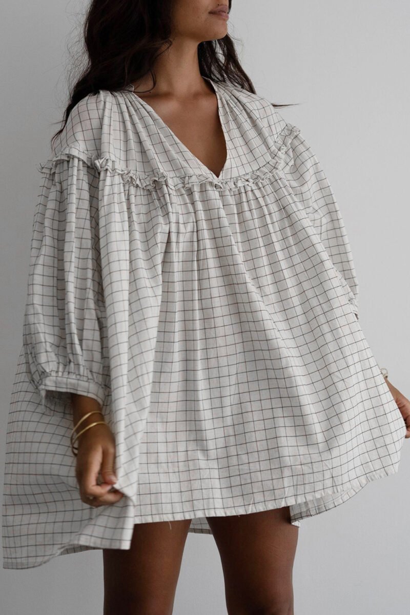 Checkered Frilled Babydoll Dress