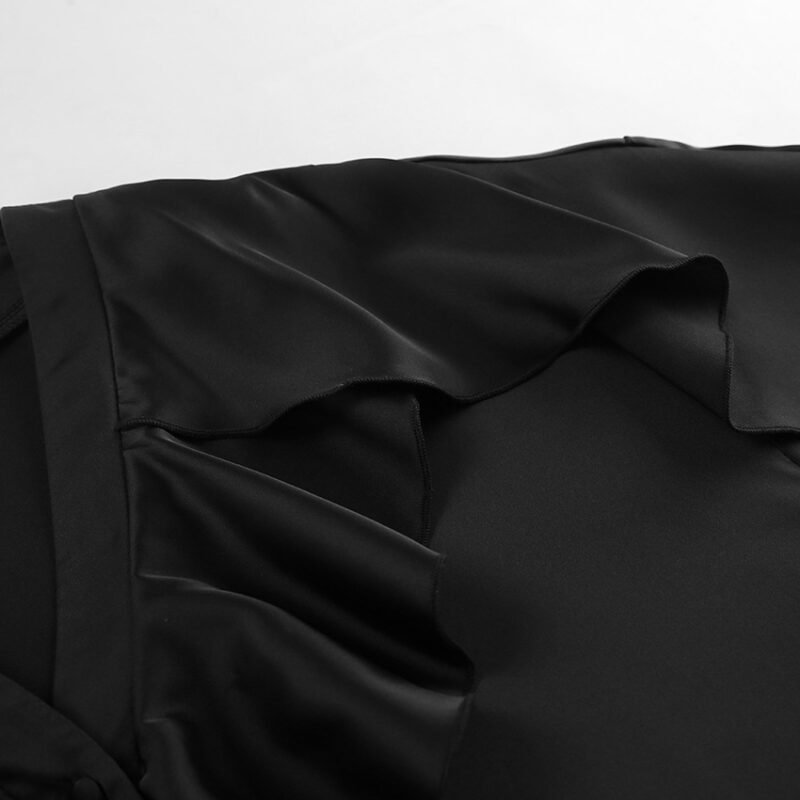 Ruffled Puff Sleeve Satin Top - Image 7