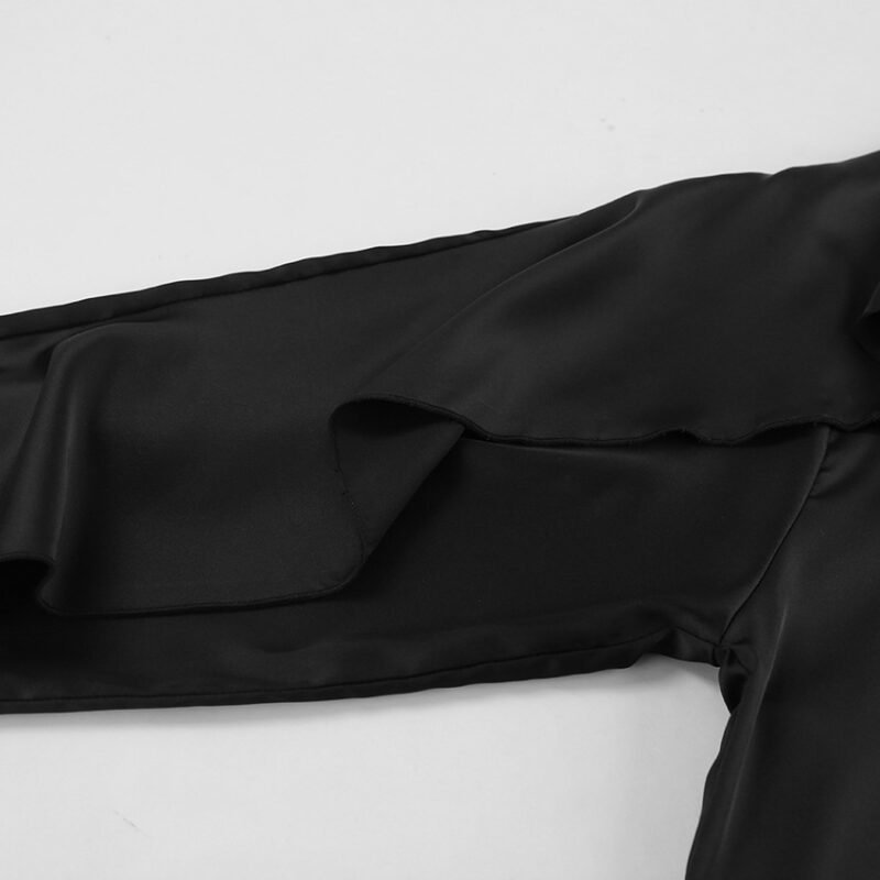 Ruffled Puff Sleeve Satin Top - Image 9