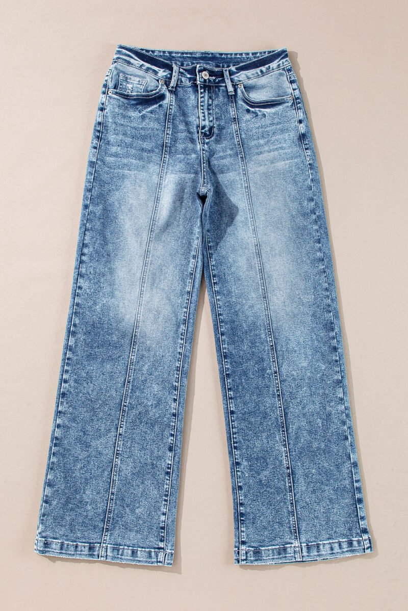 Central Seamed Wide Leg High Waist Jeans - Image 5