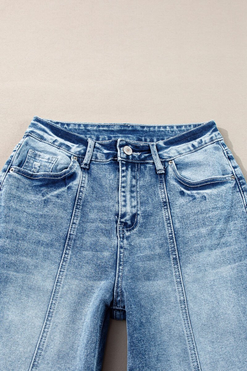 Central Seamed Wide Leg High Waist Jeans - Image 11