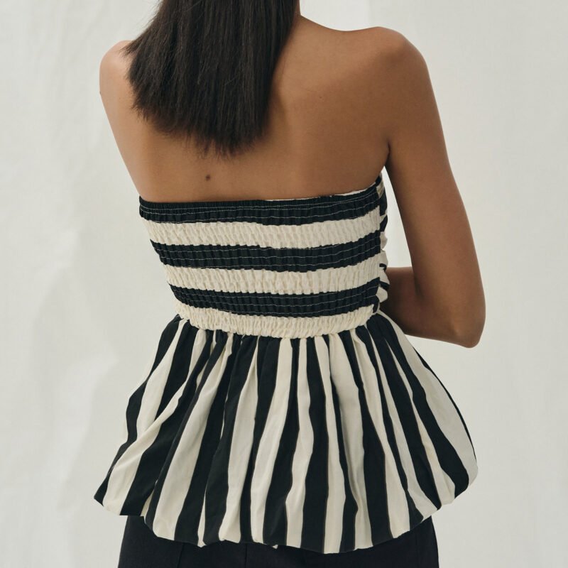 Striped Peplum Tube Top - Image 6