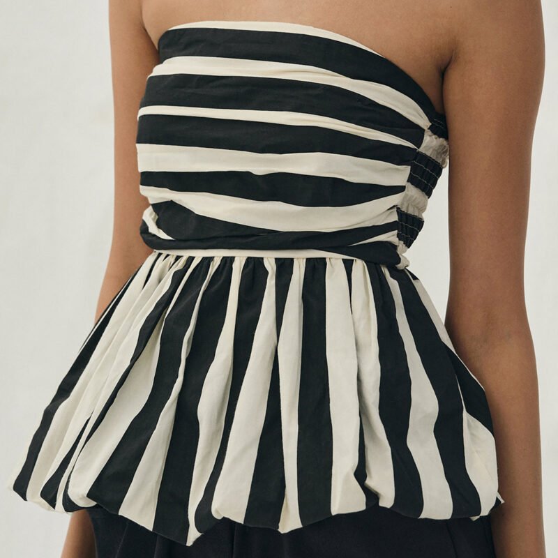 Striped Peplum Tube Top - Image 3