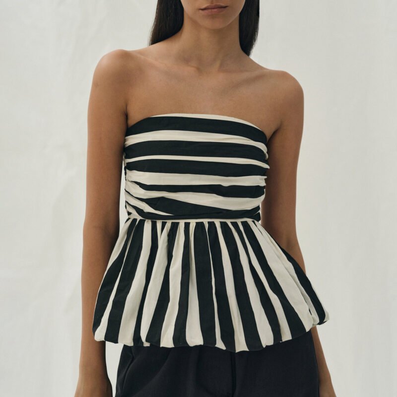 Striped Peplum Tube Top