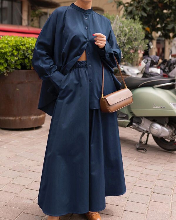 Stand up Collar Shirt and Pants Set