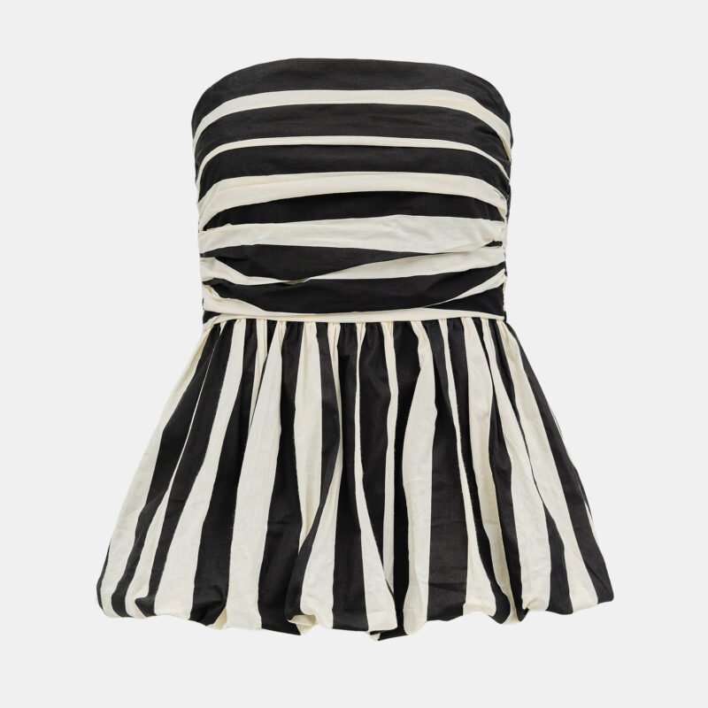 Striped Peplum Tube Top - Image 7