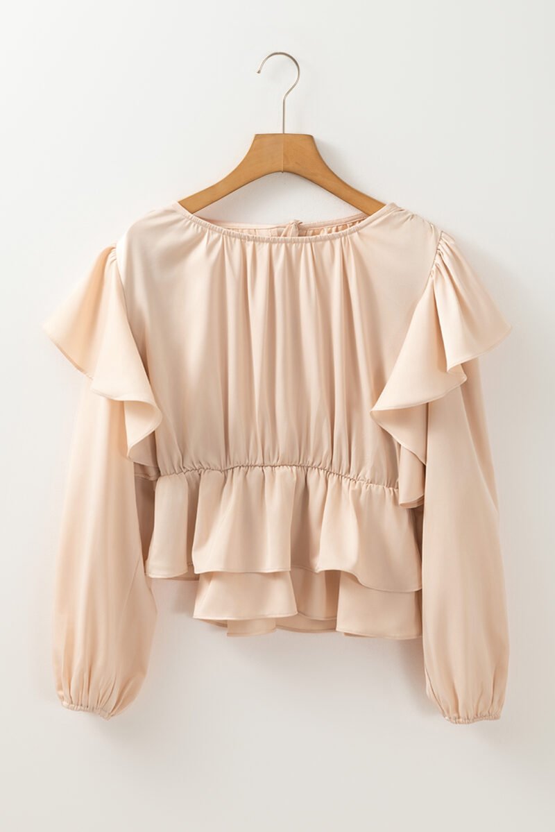 Keyhole Ruffled Peplum Blouse - Image 8