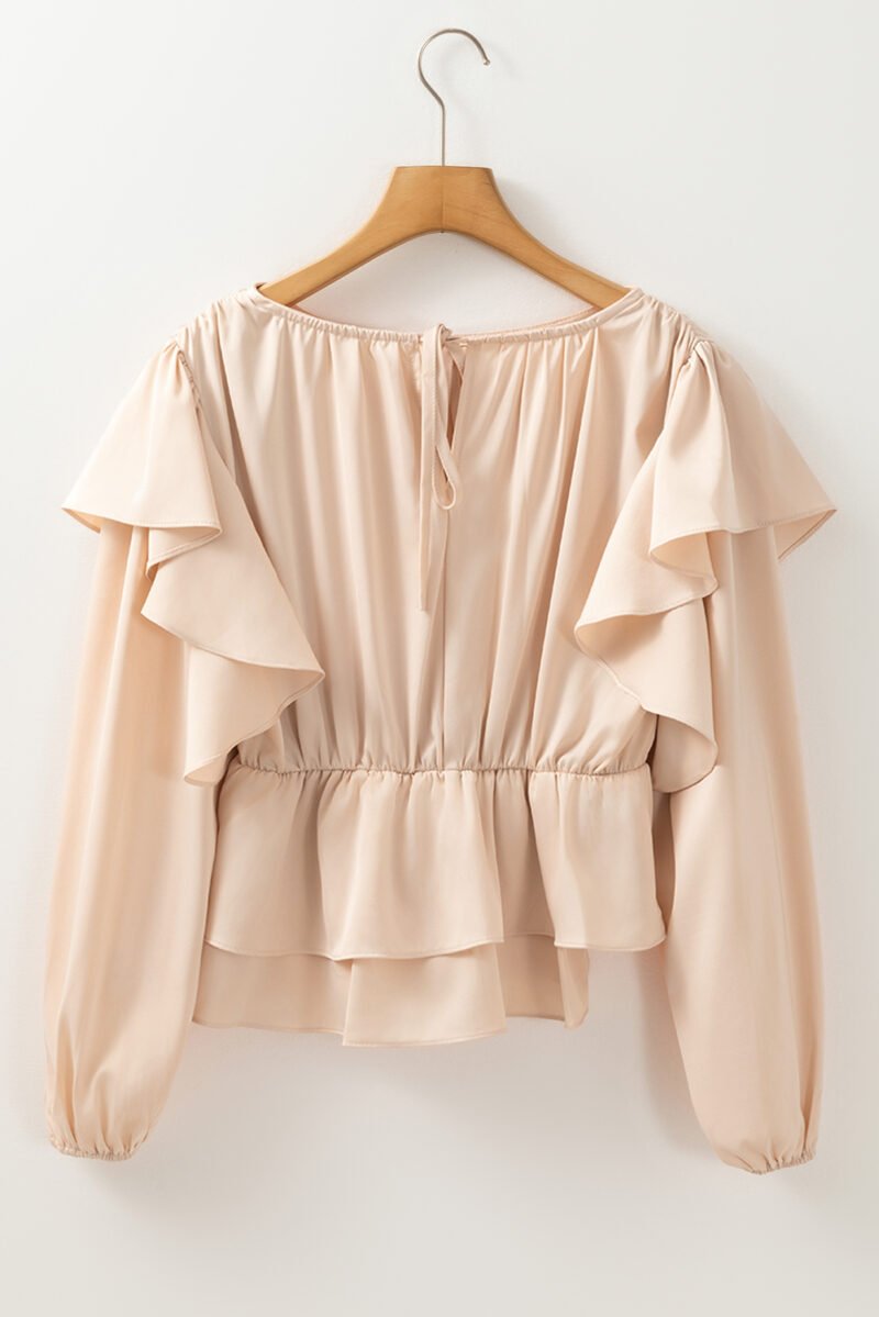 Keyhole Ruffled Peplum Blouse - Image 9