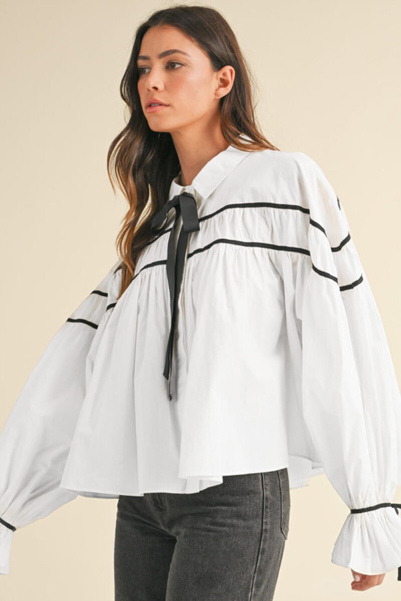 Ruffled Puff Sleeve Shirt - Image 3