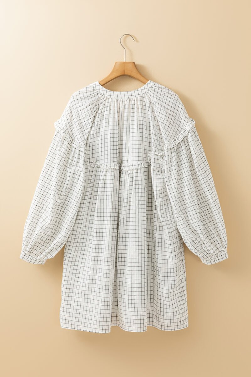 Checkered Frilled Babydoll Dress - Image 5
