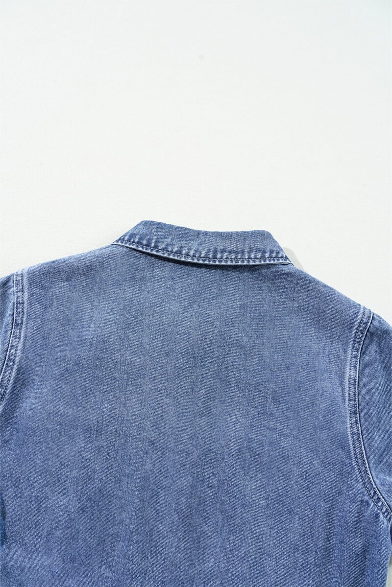Buttoned Folded Edge Denim Romper - Image 10