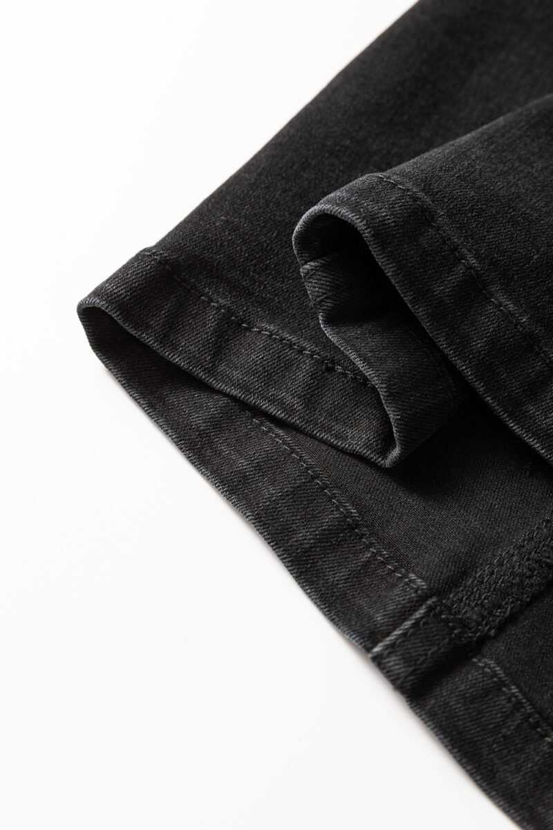 Button Side Split Denim Midi Skirt - Image 11