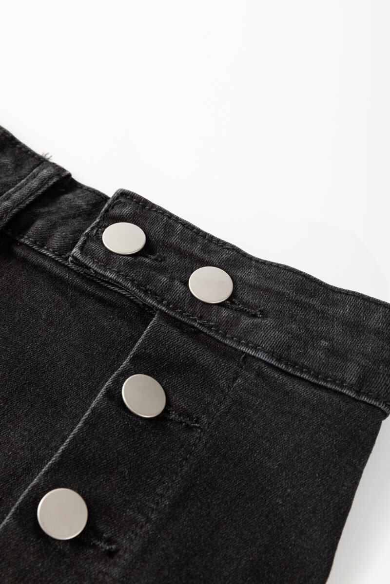 Button Side Split Denim Midi Skirt - Image 7