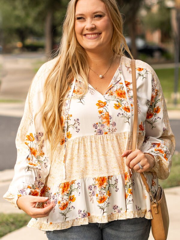 California poppy Puff Sleeve Blouse