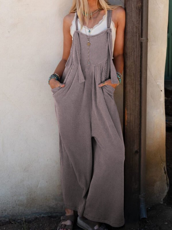 Gray Corded Wide Leg Overall