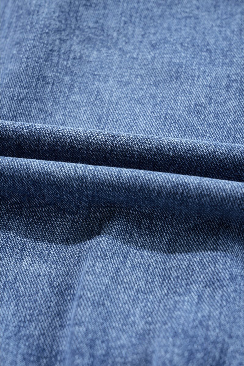 Buttoned Folded Edge Denim Romper - Image 14