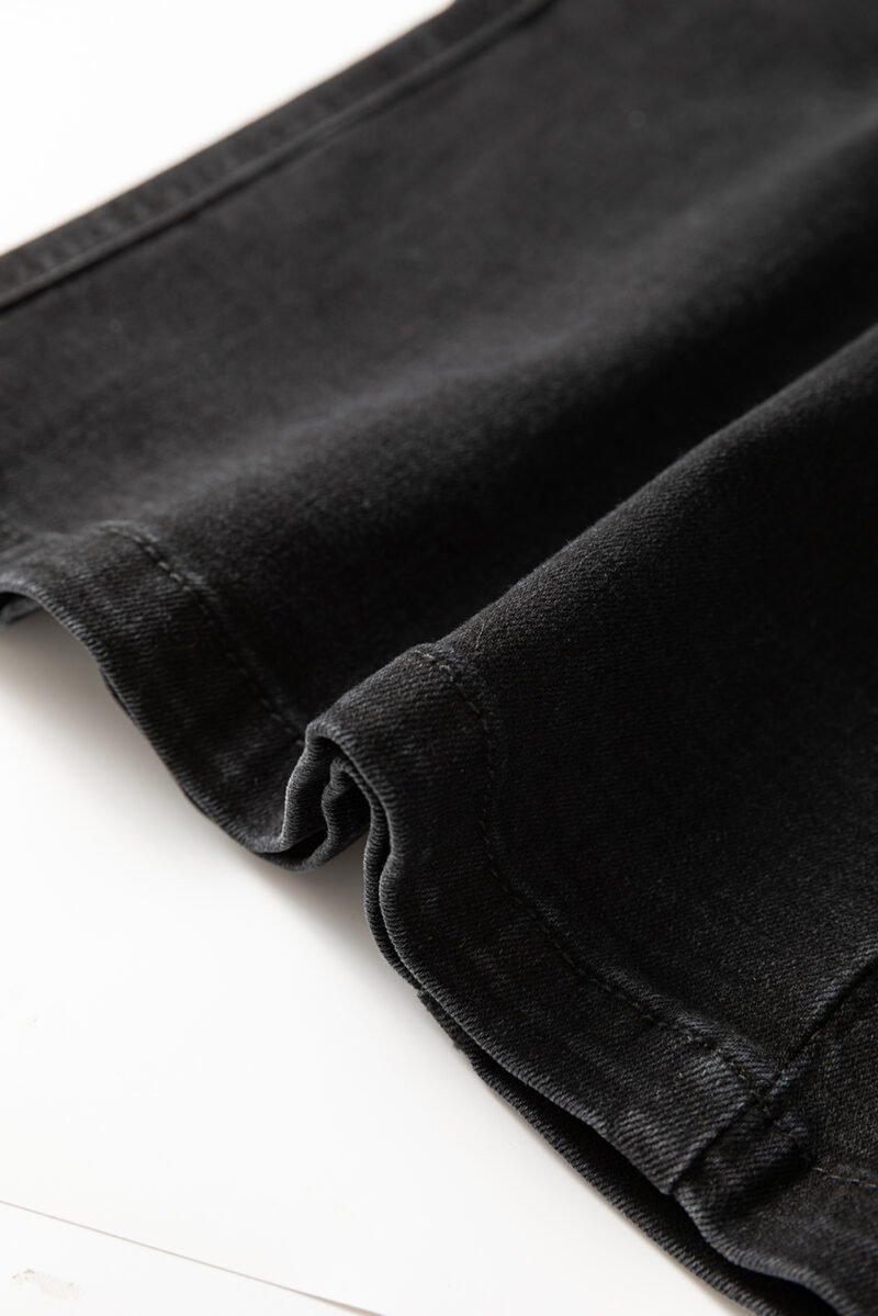 Button Side Split Denim Midi Skirt - Image 10