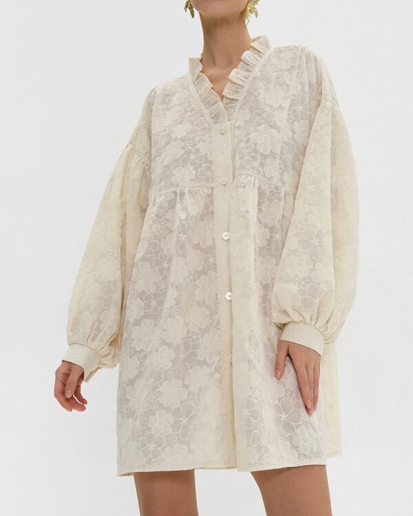 Sweet Daisy Jacquard Shirt Dress